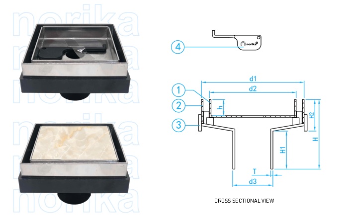 AISI304L DECORATIVE  SMARTDRAIN10040 TILE & MARBLE